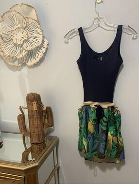 Aerie Romper Navy Tank Top with Tropical Green